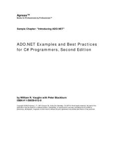 ADO¸NET Examples and Best Practices for C# Programmers, Second Edition Chapter (1&2)