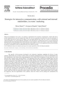 Strategies for Interactive Communication, with External and Internal Stakeholders, in Events’ Marketing