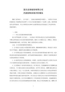 國(guó)元證券股份有限公司2008內(nèi)部控制報(bào)告