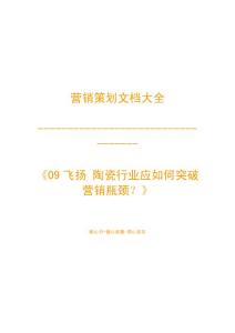 營銷策劃之-09飛揚 陶瓷行業(yè)應(yīng)如何突破營銷瓶頸？