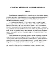 CA6140車床主軸動態(tài)特性分析與加工工藝設(shè)計(jì)