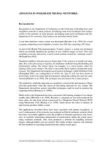 ADVANCES IN WEIGHLESS NEURAL NETWORKS BACKGROUND