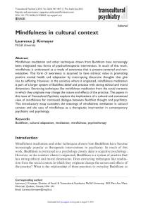 Mindfulness in cultural context