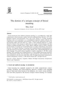 The demise of a unique concept of literal meaning.