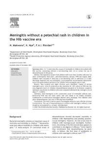 meningitis without a petechial rash in children in the hib vaccine era：没有在hib疫苗时代儿童点状皮疹脑膜炎