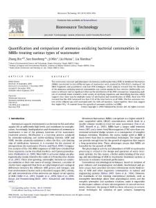 Quantification and comparison of ammonia-oxidizing bacterial communities in MBRs treating various types of wastewater