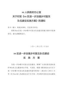 xx區鄉村醫生隊伍建設的實施方案