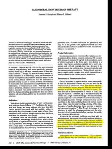 PARENTERAL IRON DEXTRAN THERAPY - Department of Medicine