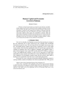 Human Capital and Economic Growth in Pakistan
