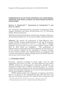 PERFORMANCE OF FDTD METHOD CPU IMPLEMEN- TATIONS FOR…