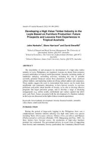 Developing a High Value Timber Industry in the Leyte Based on…