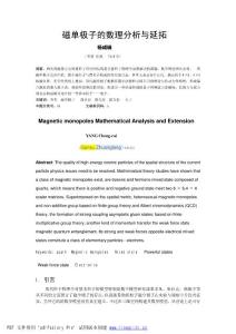 磁單極子的數理分析與延拓