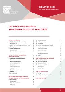 Live Performance austraLia ticketing code of Practice
