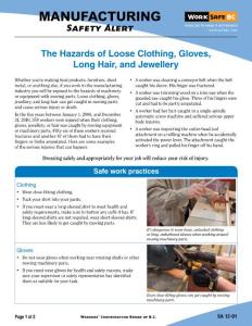 The Hazards of Loose Clothing, Gloves, Long Hair, and Jewellery