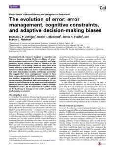 The evolution of error error management  cognitive...