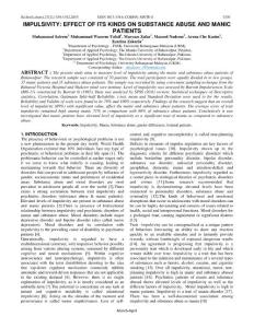 IMPULSIVITY EFFECT OF ITS KINDS ON SUBSTANCE ABUSE AND MANIC…