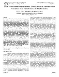 Waste Marble Utilization from Residue Marble Industry as a…