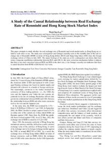 A Study of the Causal Relationship between Real Exchange Rate of Renminbi and Hong Kong Stock Market Index