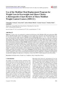 Use of the Medifast Meal Replacement Program for Weight Loss in Overweight and Obese Clients A Retrospective Chart Review of Three Medifast Weight Control Centers (MWCC)