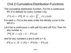 Ch4.2 Cumulative Distribution Functions
