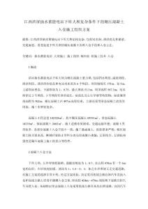 某某大坝复杂条件的碾压混凝土入仓施工组织设计方案