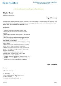 Digital Home - Download this market research report on Reportlinker