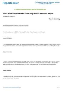 Beer Production in the UK - Industry Market Research Report