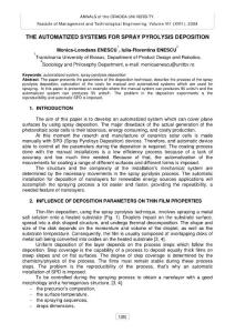 THE AUTOMATIZED SYSTEMS FOR SPRAY PYROLYSIS DEPOSITION