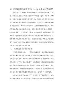 13級醫(yī)藥營銷高職班2013-2014學年總結(jié)