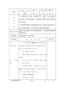 譯林英語3B project 1單元   表格