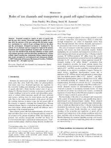 Roles of ion channels and transporters in guard cell signal transduction