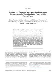 Rupture of a Concealed Aneurysm after Intravenous Thrombolysis of a Thrombus in the Parent Middle Cerebral Artery