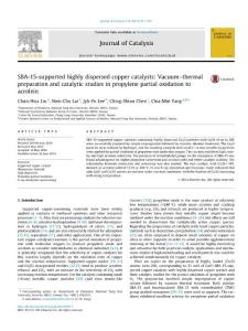 SBA-15-supported highly dispersed copper catalysts Vacuum–thermal preparation and catalytic studies in propylene partial oxidation to acrolein