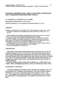 Scandium, chromium, iron, cobalt and nickel in some basic and ultrabasic rocks from west Norway