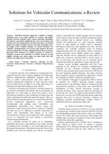 Solutions for Vehicular Communications a Review