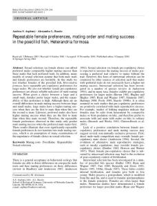 Repeatable female preferences, mating order and mating success…