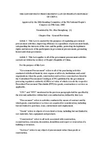 THE GOVERNMENT PROCUREMENT LAW OF PEOPLE´S REPUBLIC OF CHINA