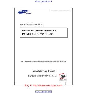 三星電子 LTA150XH-L06_TFT-SA-15-003_Rev1[1].0_15.12.2006 規(guī)格書(shū)