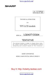 夏普 (SHARP) (TL)LQ043T1DG04(LCY-W08253A 8926) 規(guī)格書(shū)