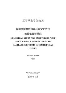 泵的性能參數(shù)和離心泵空化效應(yīng)+的數(shù)值分析研究