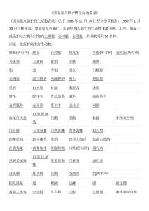 二级动物列表