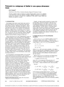 Poincar  233; is a subgroup of Galilei in one space dimension more