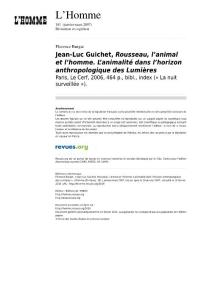L’Homme Florence Burgat Jean-Luc Guichet, Rousseau, l’animal