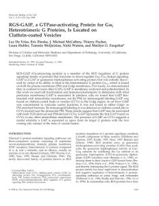 rgs-gaip, has a gtpase-activating protein for gαi heterotrimeric g proteins, is located on clathrin-coated vesicles