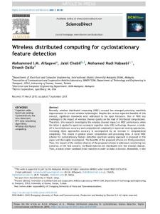 wireless distributed computing for cyclostationary feature detection