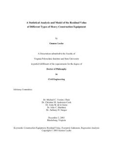 a statistical analysis and model of the residual value of different types of heavy construction equipment
