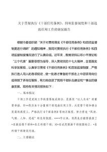 關于貫徹執行《干部任用條例》、四項監督制度和干部選拔任用工作的匯報