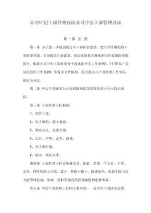 公司中層干部管理辦法公司中層干部管理辦法
