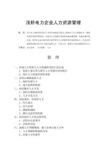 淺析電力企業(yè)人力資源管理