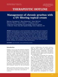 management of chronic pruritus with a uv filtering topical cream.[2016][dermatologic therapy][10.1111dth.12309].管理的慢性瘙痒紫外线过滤局部奶油。[2016][皮肤治疗][
